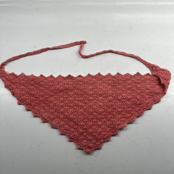 Homemade Accessories - Handmade Crochet Boho Head Scarf Bandana Kerchief Hair Scarf Pink/Salmon